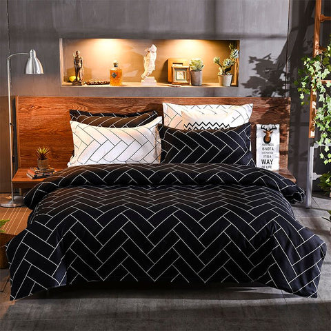 Black And White Super King Size Duvet Doona Quilt Cover Set