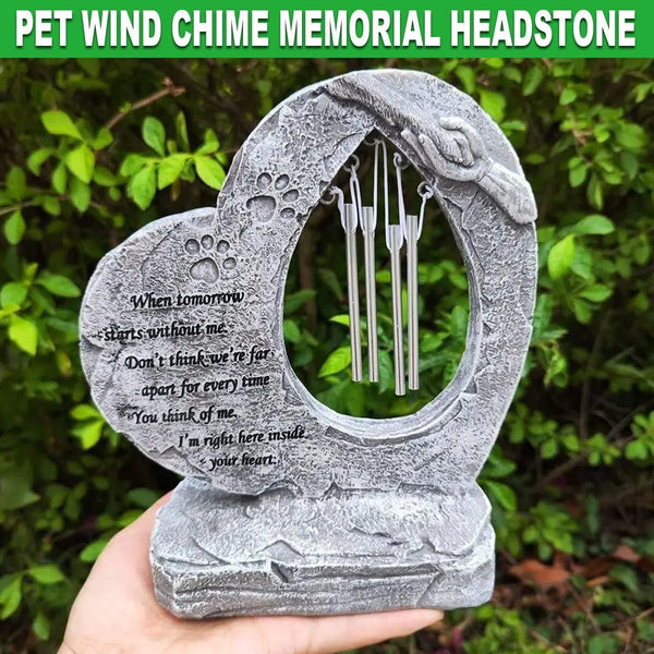 Resin Heart Pet Memorial Headstone Outdoor Garden Windchime Remembrance