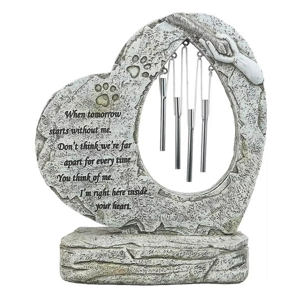 Resin Heart Pet Memorial Headstone Outdoor Garden Windchime Remembrance