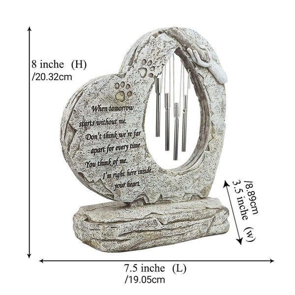 Resin Heart Pet Memorial Headstone Outdoor Garden Windchime Remembrance