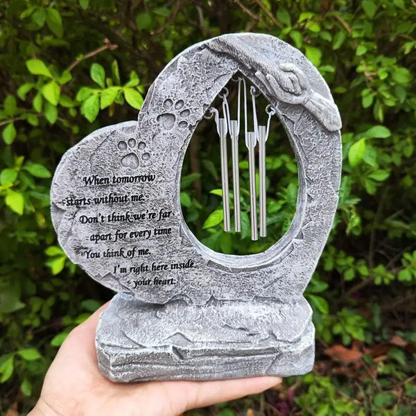 Resin Heart Pet Memorial Headstone Outdoor Garden Windchime Remembrance