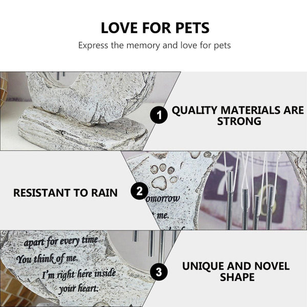 Resin Heart Pet Memorial Headstone Outdoor Garden Windchime Remembrance