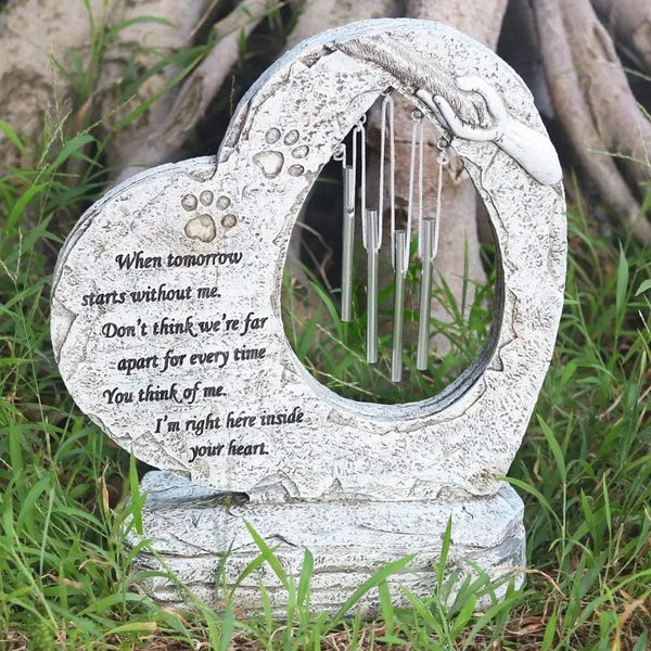 Resin Heart Pet Memorial Headstone Outdoor Garden Windchime Remembrance
