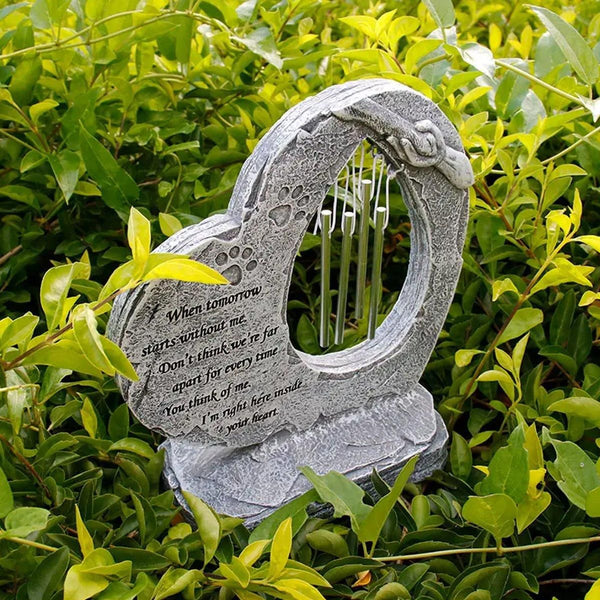 Resin Heart Pet Memorial Headstone Outdoor Garden Windchime Remembrance