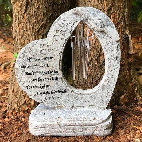Resin Heart Pet Memorial Headstone Outdoor Garden Windchime Remembrance