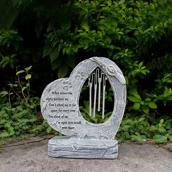 Resin Heart Pet Memorial Headstone Outdoor Garden Windchime Remembrance
