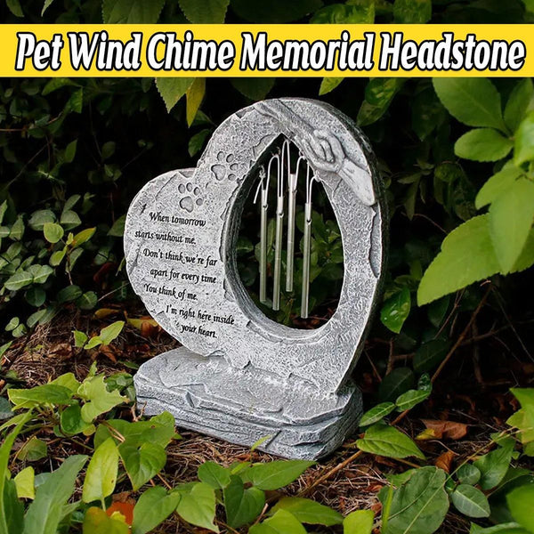 Resin Heart Pet Memorial Headstone Outdoor Garden Windchime Remembrance