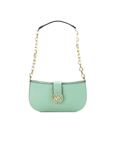 Michael Kors Carmen Sea Green Saffiano Leather Pouchette Shoulder Bag Handbag