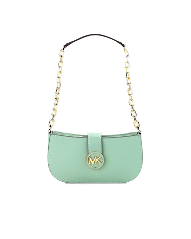Michael Kors Carmen Sea Green Saffiano Leather Pouchette Shoulder Bag Handbag