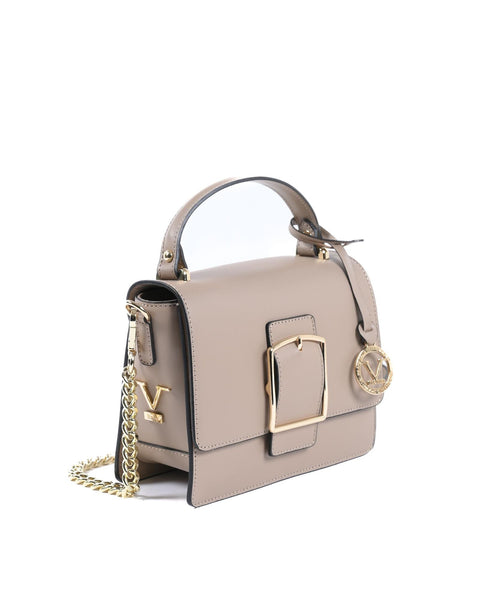19V69 Italia Women's V505 52 Ruga Taupe Beige Leather Shoulder Bag Handbag