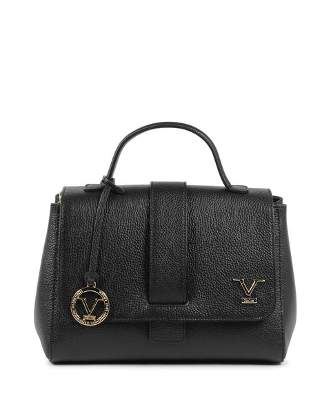 19V69 Italia Women's BC10280 52 Dollaro Nero Black Leather Shoulder Bag Handbag