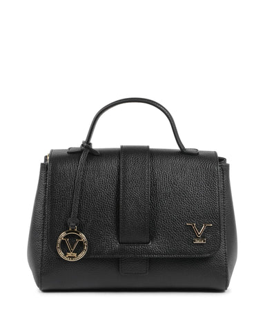 19V69 Italia Women's BC10280 52 Dollaro Nero Black Leather Shoulder Bag Handbag