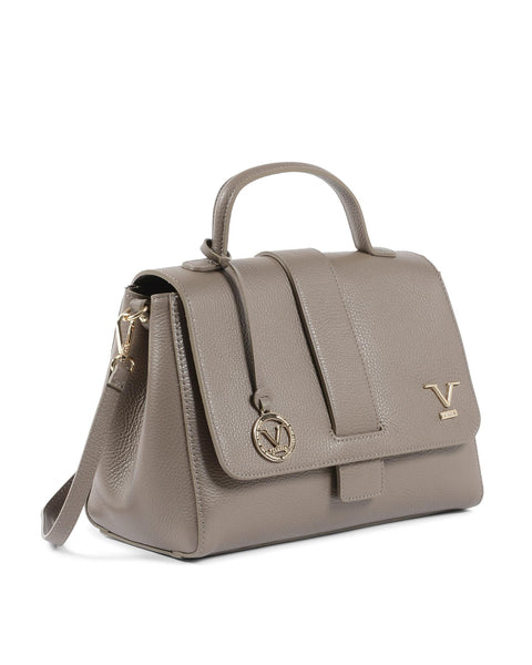 19V69 Italia Women's Taupe Mole Gray Leather Handbag