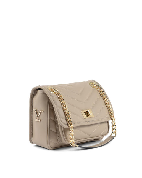 19V69 Italia Women's Sauvage Marmo Beige Brown Leather Soulder Bag Handbag