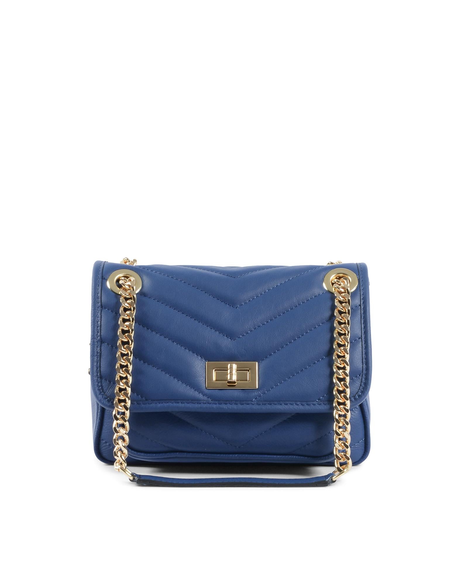 19V69 Italia Women's 10507 Sauvage Bluette Blue Leather Shoulder Bag Handbag