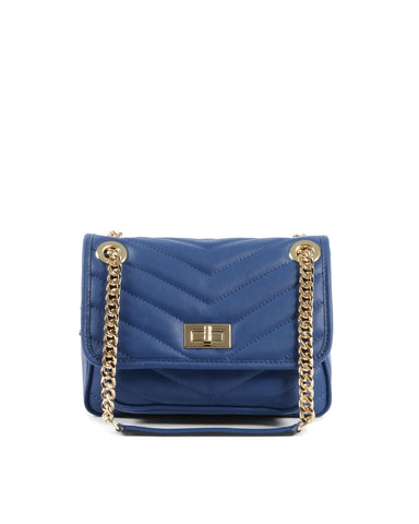 19V69 Italia Women's 10507 Sauvage Bluette Blue Leather Shoulder Bag Handbag