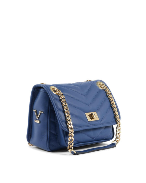 19V69 Italia Women's 10507 Sauvage Bluette Blue Leather Shoulder Bag Handbag