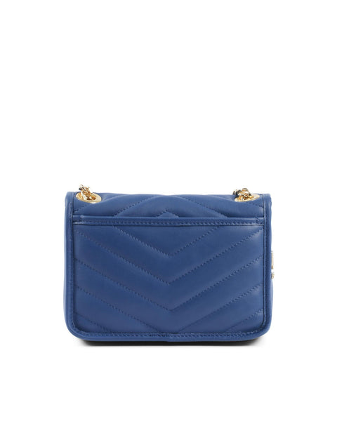 19V69 Italia Women's 10507 Sauvage Bluette Blue Leather Shoulder Bag Handbag