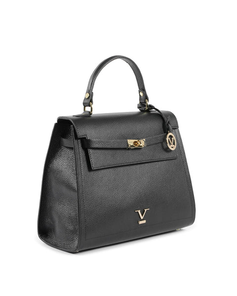 19V69 Italia Women's BG12010 Dollaro Nero Black Leather Handbag