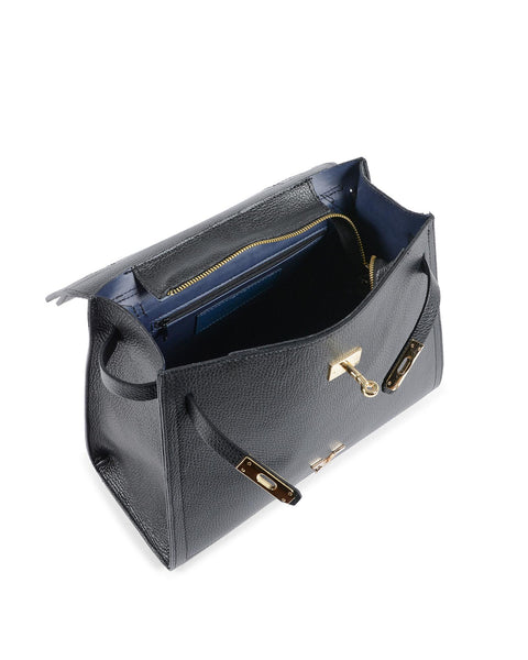 19V69 Italia Women's BG12010 Dollaro Nero Black Leather Handbag