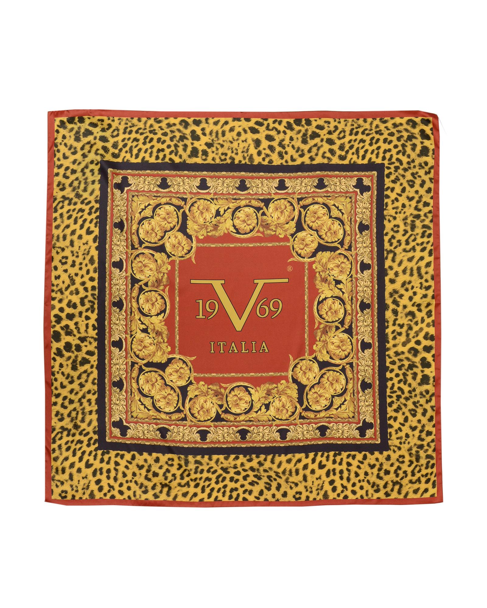 19V69 Italia Animalier Barocco Animal Print Red Womens Scarf 90 x 90cm