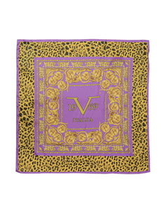19V69 Italia Animalier Barocco Animal Print Purple Womens Scarf 90 x 90cm