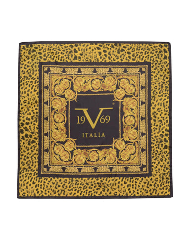 19V69 Italia Animal Print Black Gold Womens Scarf 90 x 90cm