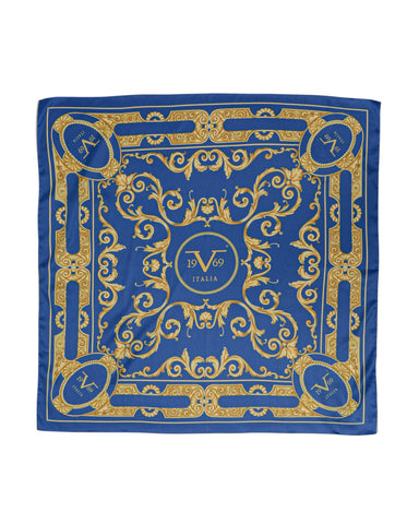 19V69 Italia Barocco V02 Blue Gold Womens Scarf 90 x 90cm