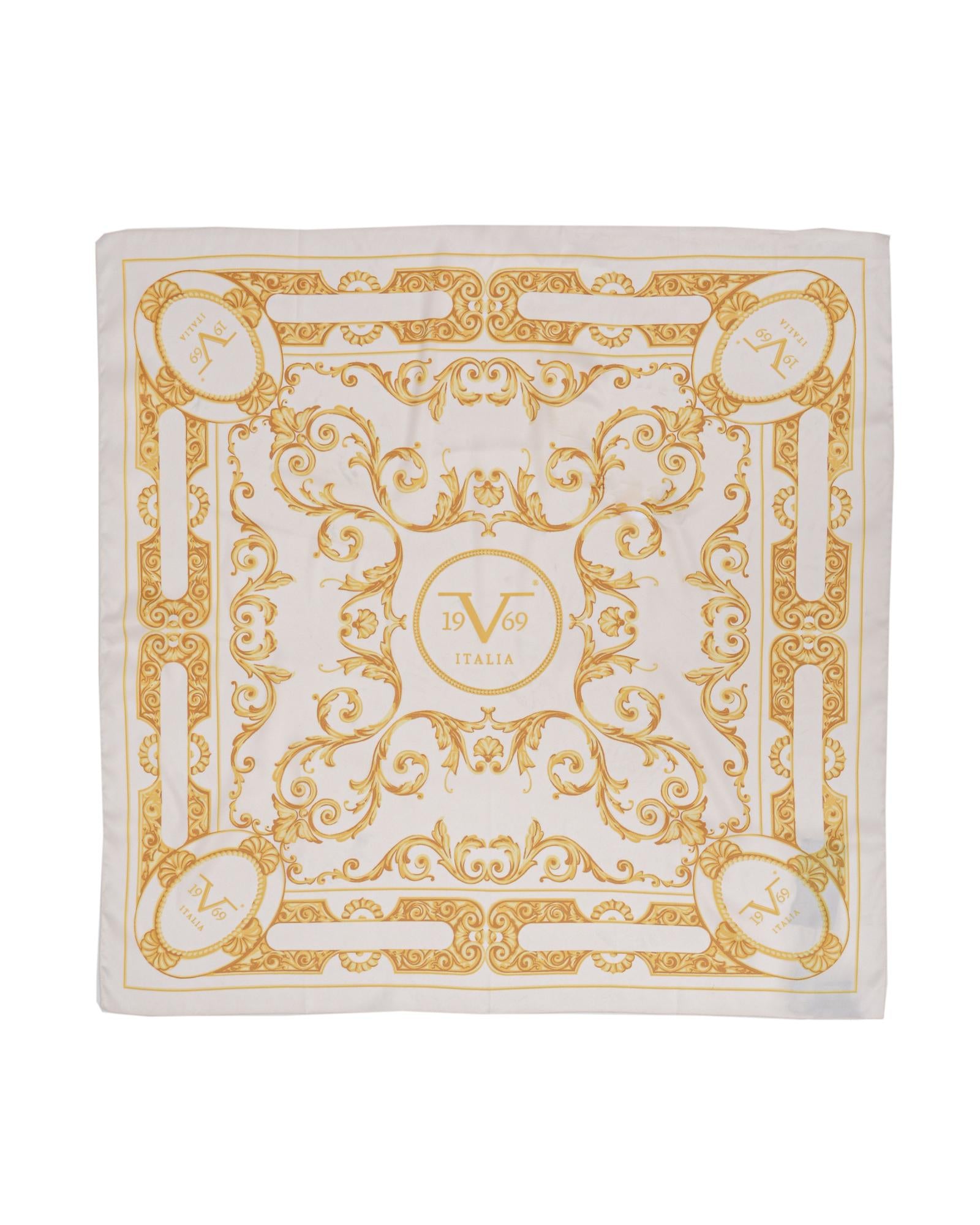19V69 Italia Barocco V04 Cream Gold Womens Scarf 90 x 90cm