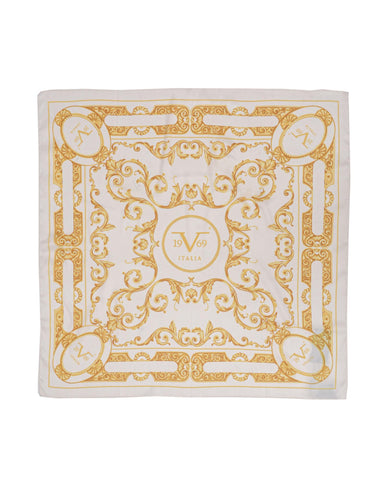 19V69 Italia Barocco V04 Cream Gold Womens Scarf 90 x 90cm