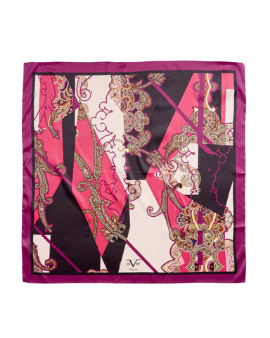 19V69 Italia Cashmere V01 Pink Purple Womens Scarf 90 x 90cm