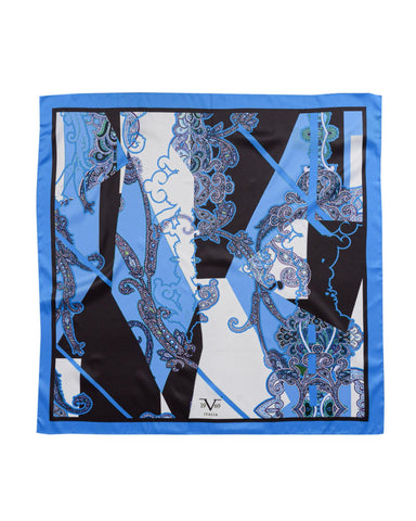 19V69 Italia Blue Black Womens Scarf 90 x 90cm