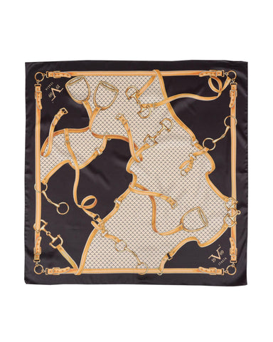 19V69 Italia Cinghie V01 Horse Bridle Stirrup Black Womens Scarf 90 x 90cm