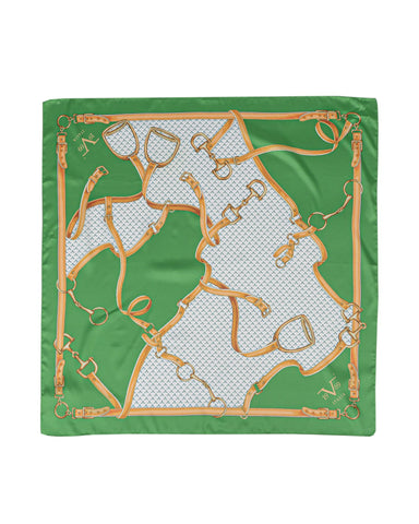 19V69 Italia Cinghie V05 Horse Bridle Stirrup Green Womens Scarf 90 x 90cm