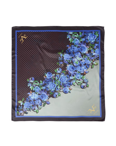 19V69 Italia Flower V02 Floral Blue Womens Scarf 90 x 90cm