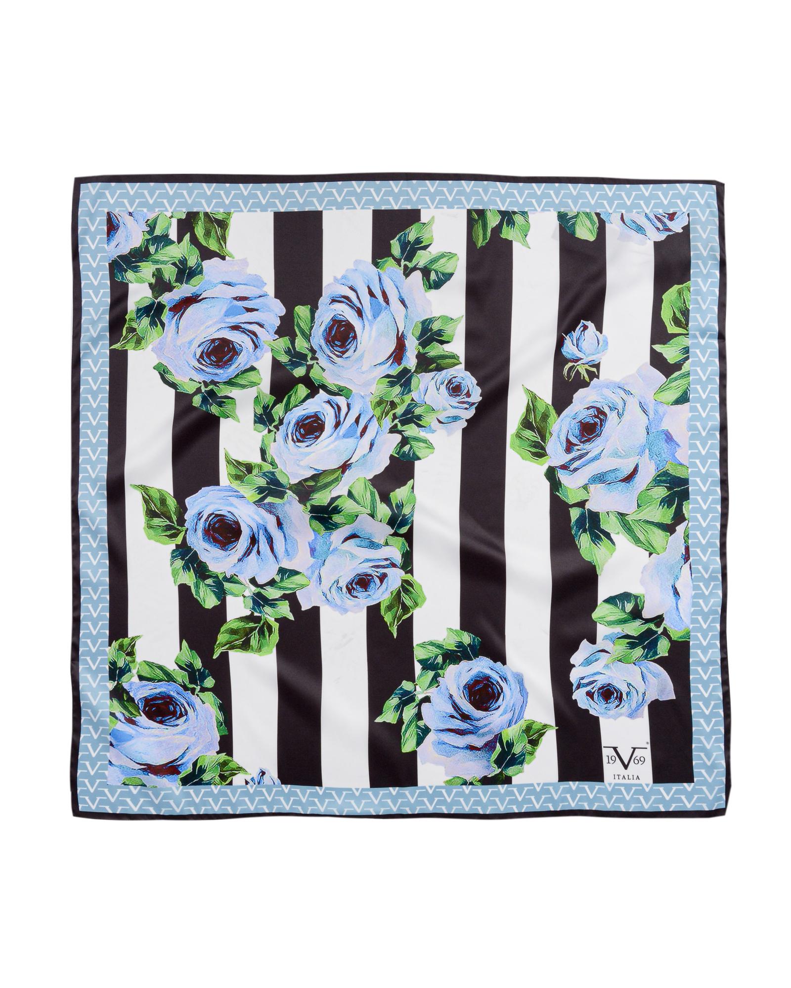 19V69 Italia Rose V05 Floral Blue Womens Scarf 90 x 90cm