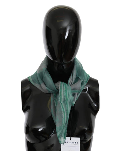 Costume National Women's Green Printed Silk Scarf 65 x 65cm