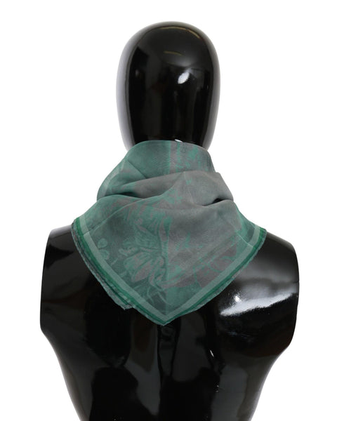 Costume National Women's Green Printed Silk Scarf 65 x 65cm