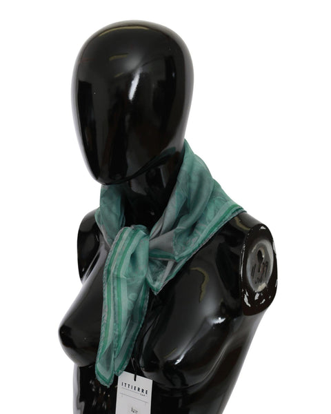 Costume National Women's Green Printed Silk Scarf 65 x 65cm