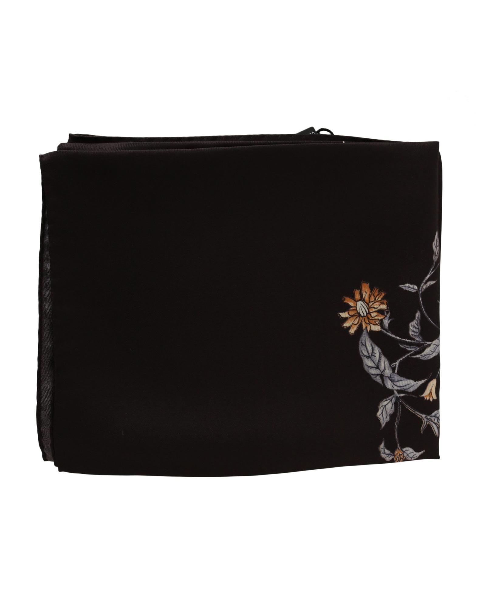 Dolce & Gabbana Women's Brown Floral Silk Wrap Scarf 80 x 95cm