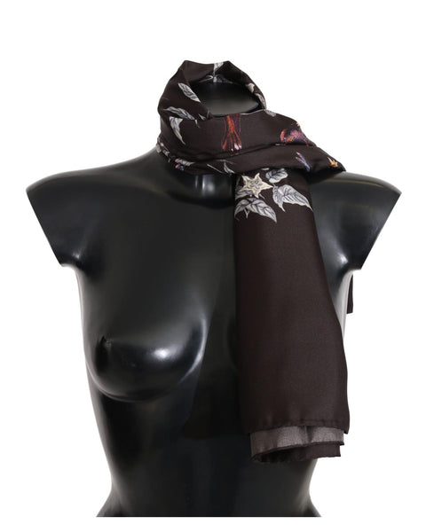 Dolce & Gabbana Women's Brown Floral Silk Wrap Scarf 80 x 95cm