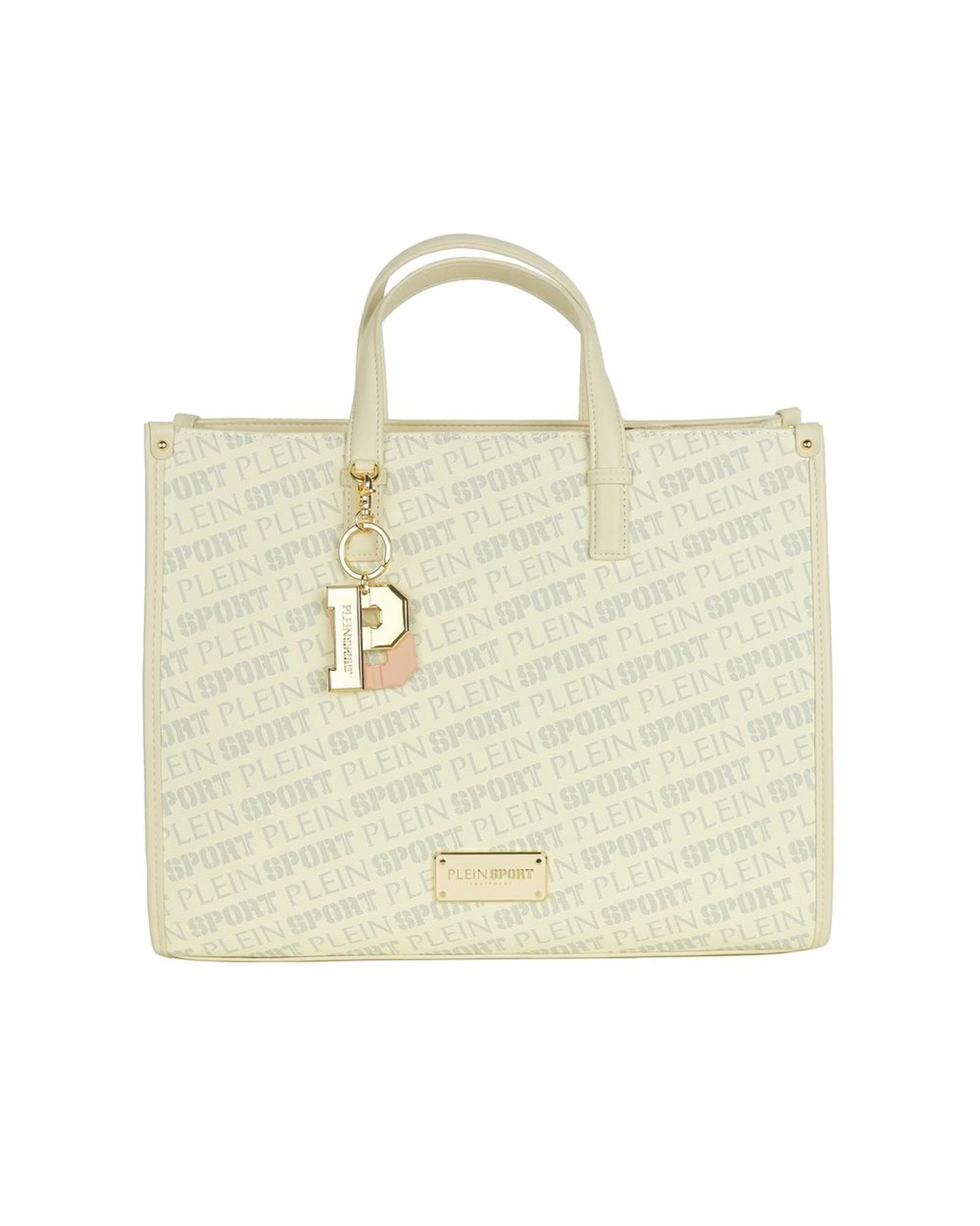 Plein Sport Logo White Polyamide Tote Crossbody Bag Handbag