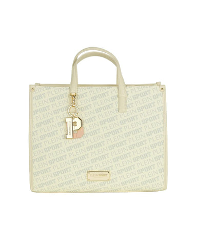 Plein Sport Logo White Polyamide Tote Crossbody Bag Handbag