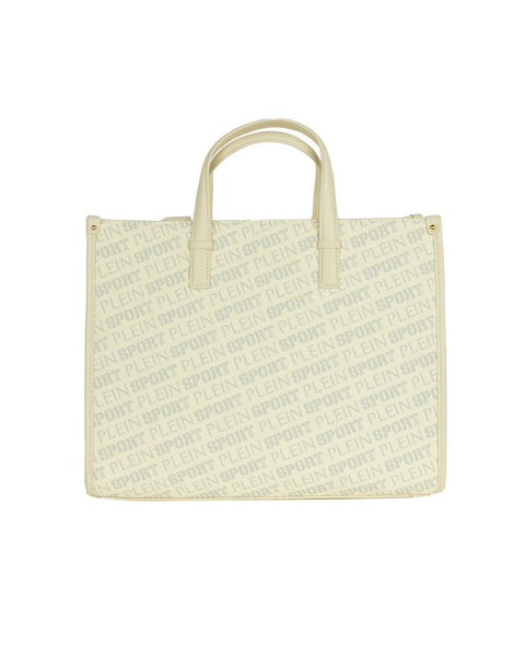 Plein Sport Logo White Polyamide Tote Crossbody Bag Handbag