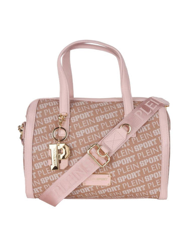 Plein Sport Pink Logo Print Polyamide Eco Leather Shoulder Bag Handbag