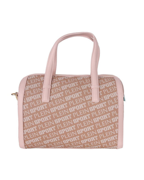 Plein Sport Pink Logo Print Polyamide Eco Leather Shoulder Bag Handbag