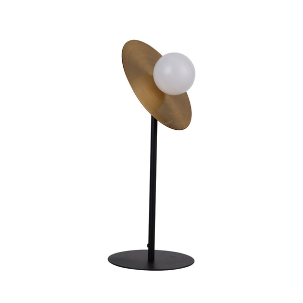 Semino Circular Brass Disc Table Lamp Light Black Base