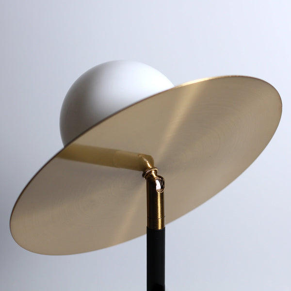 Semino Circular Brass Disc Table Lamp Light Black Base