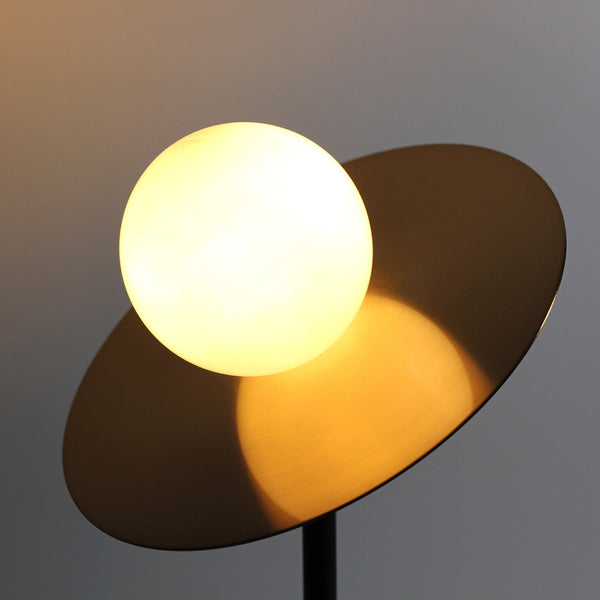 Semino Circular Brass Disc Table Lamp Light Black Base