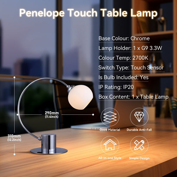 Penelope Touch Table Lamp Light Chrome